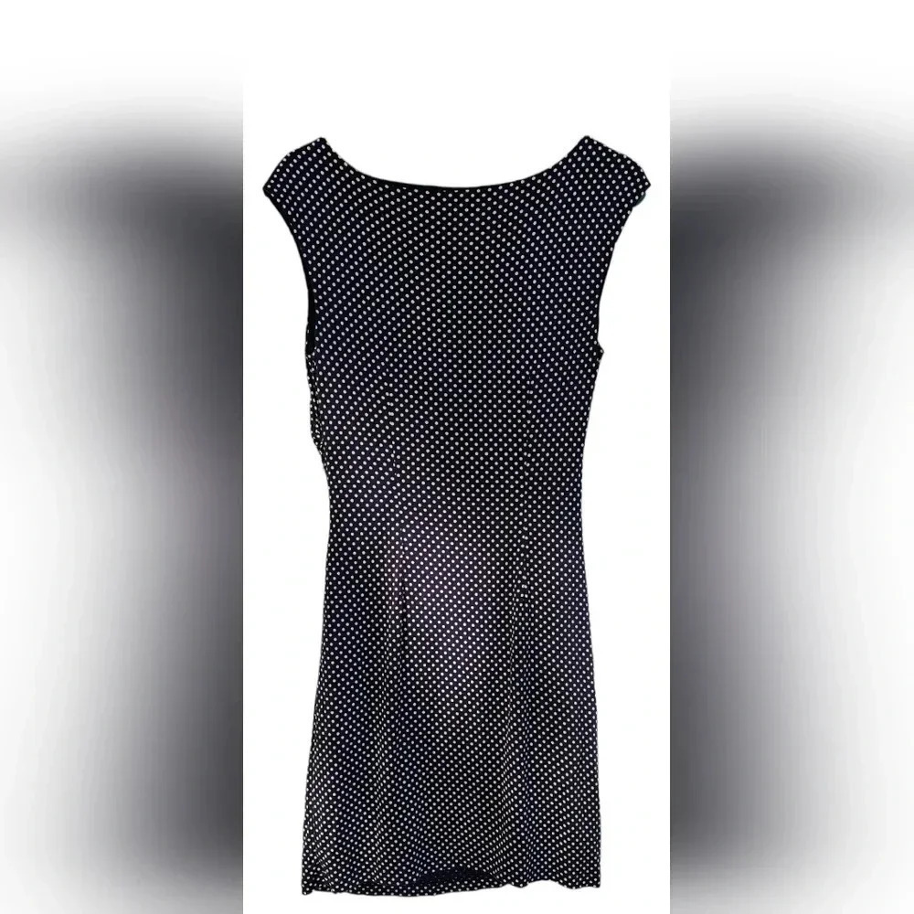 Ann Taylor Loft - Small Petite  - Navy & Biege Polka Dot Dress.​​​​​ - Picture 2 of 5